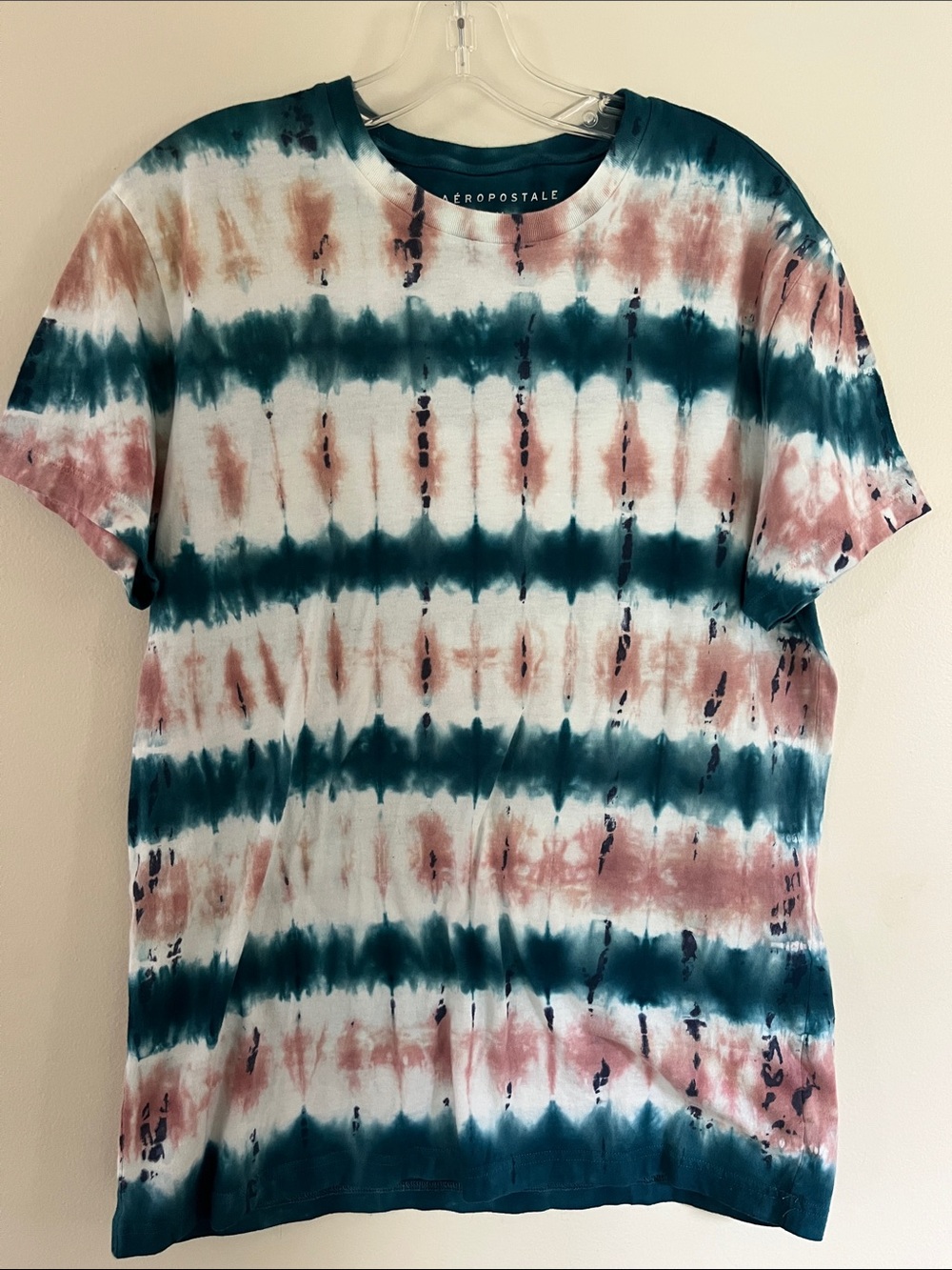 Aeropostale Men’s Teal & Rust Striped Tie-Dye Short Sleeve Tee